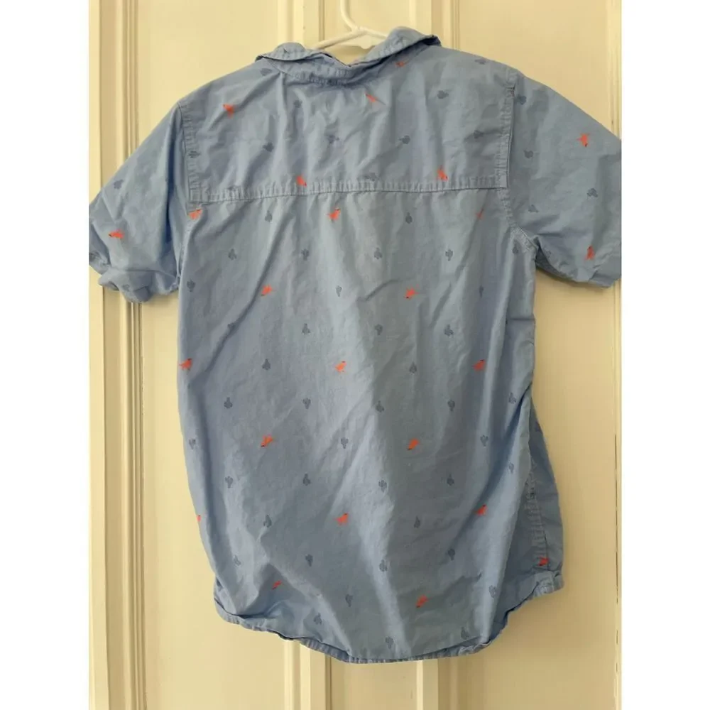 Osh Kosh boys blue cactus and dinosaur button down shirt 14